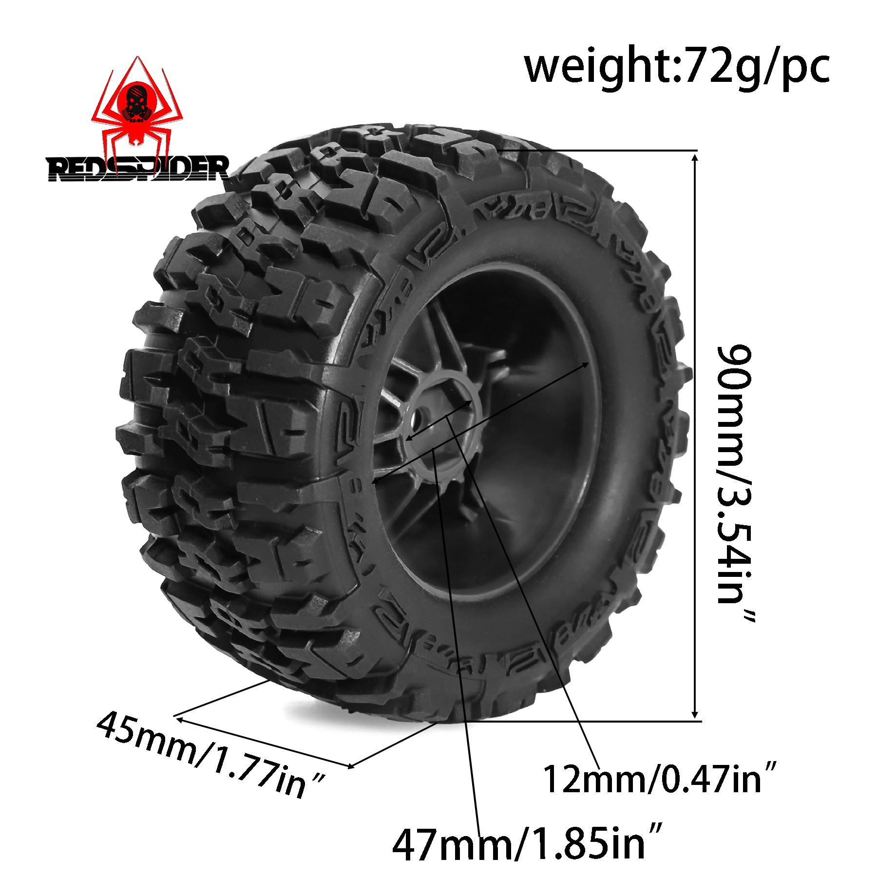 90 mm rutschfeste Gummiradreif – Rc Truck Monster Bewertung und Preis